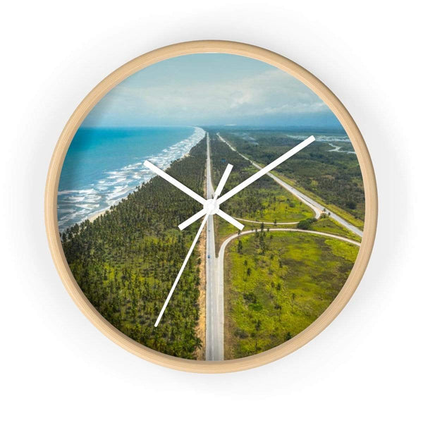 Printify Home Decor 10 in / Wooden / White Wall clock