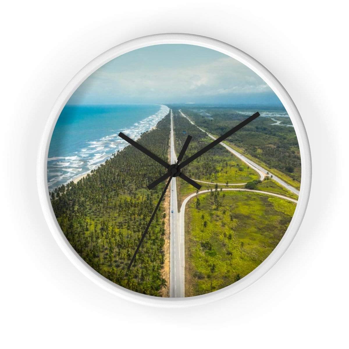 Printify Home Decor 10 in / White / Black Wall clock